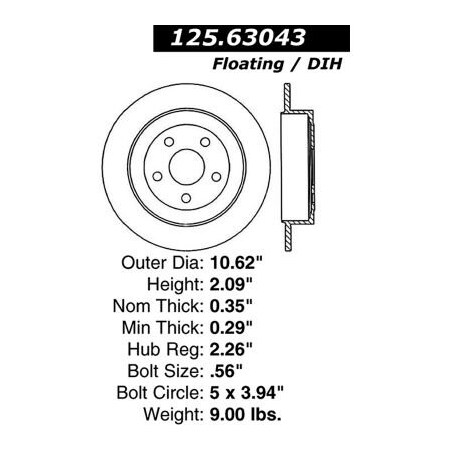 Centric Premium High Carbon Alloy Brake Rotor, Parts 125.63043